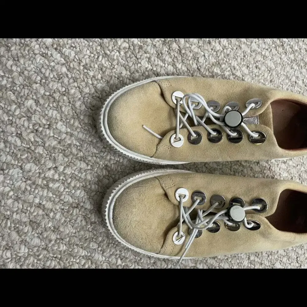 MJUS Anthropologie lace up sneaker shoes size 37 cream tan